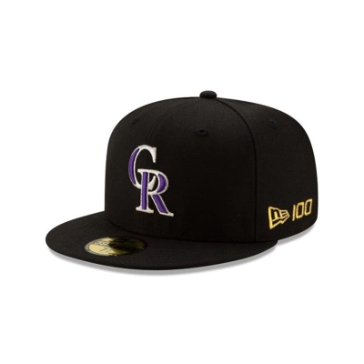 Black Colorado Rockies Hat - New Era MLB Team Color 59FIFTY Fitted Caps USA4392516